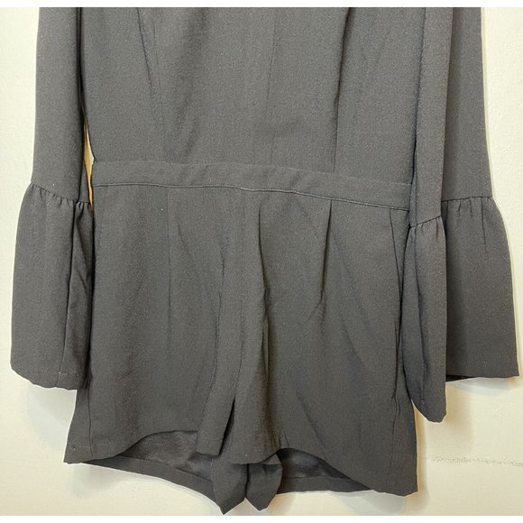 massimo fabbro Romper Size US 4 Small Black Long Bell Sleeve V Neck Pockets - Picture 3 of 7